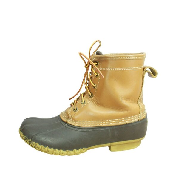 LL Bean Brown Leather 8" Lace Up Goretex Insulated Ankle Duck Boots Size 8 M - Picture 1 of 12